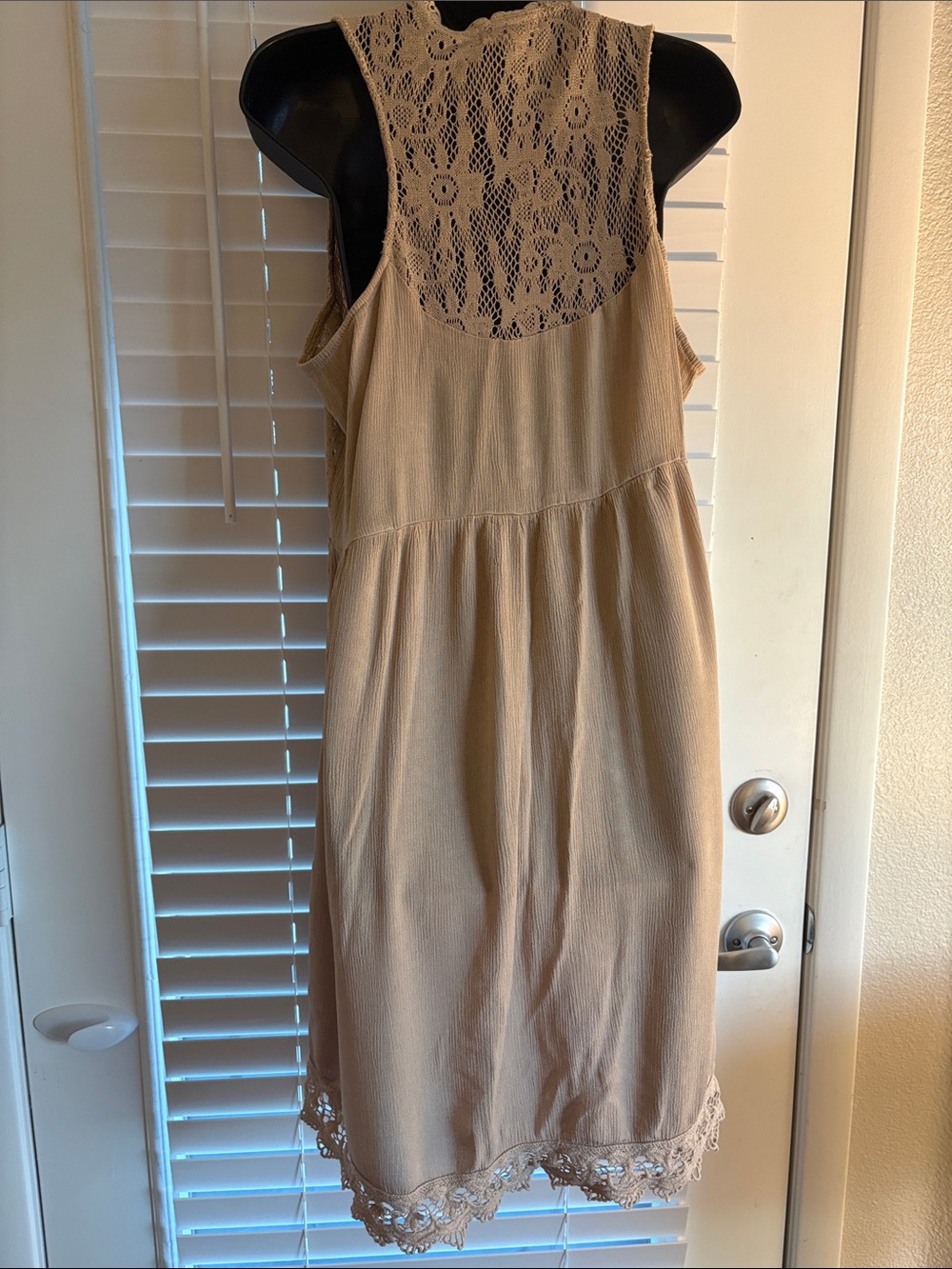 Beige Lace-Trim BOHO Festival Sleeveless Open Front Tunic Vest SZ XL - Picture 2 of 6